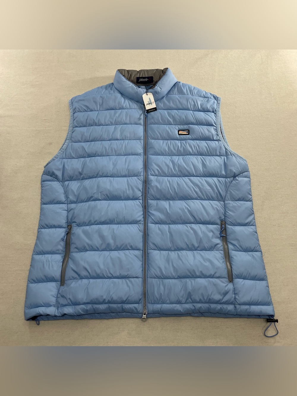 Johnnie-O Men's Hudson Puffer Vest Full 2-Way Zip Wake Blue XL Nylon Quilted NWT